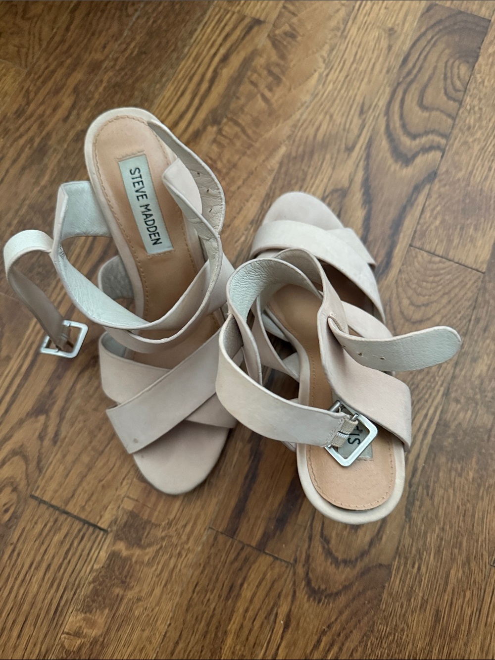 Steve Madden Blush Beige Strappy Suede Heels